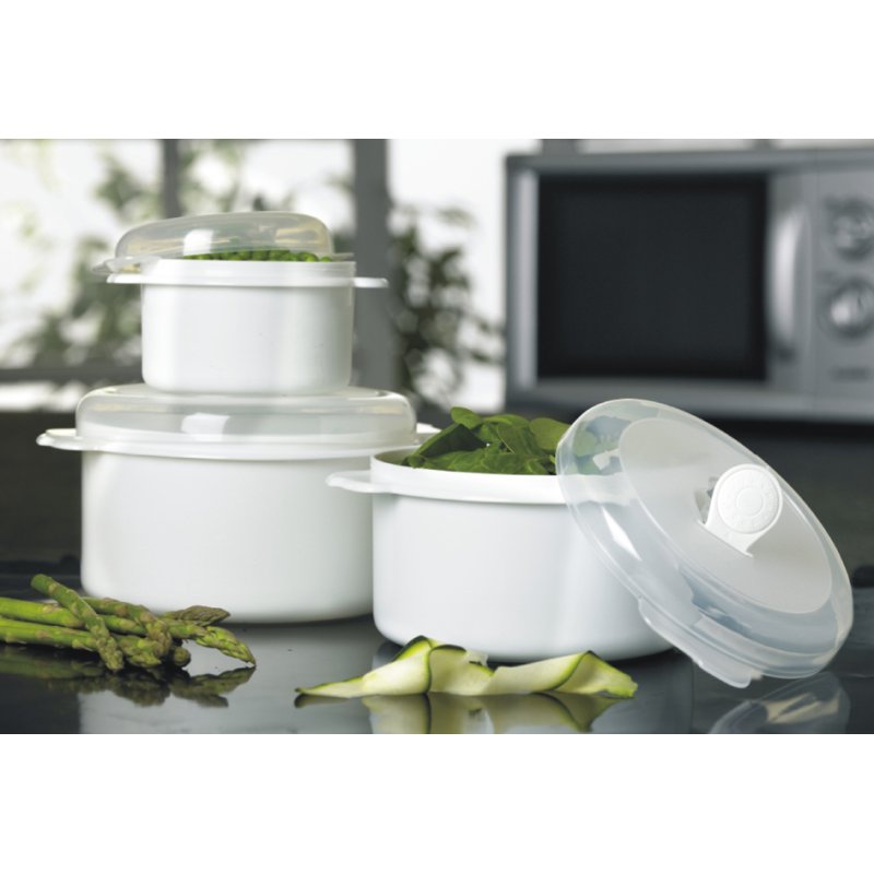 Plast Team boîte micro-ondes ronde, 1,5 litre, blanc/transparent, PP